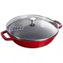 Caçarola Petit Wok Staub com Tampa de Vidro Ferro Fundido Cereja 30cm