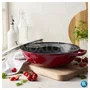 Caçarola Petit Wok Staub com Tampa de Vidro Ferro Fundido Cereja 30cm