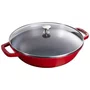 Caçarola Petit Wok Staub com Tampa de Vidro Ferro Fundido Cereja 30cm