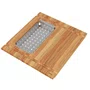 Tábua de Madeira Teca Natural com Cesto Raso Inox Escovado Retta Mekal
